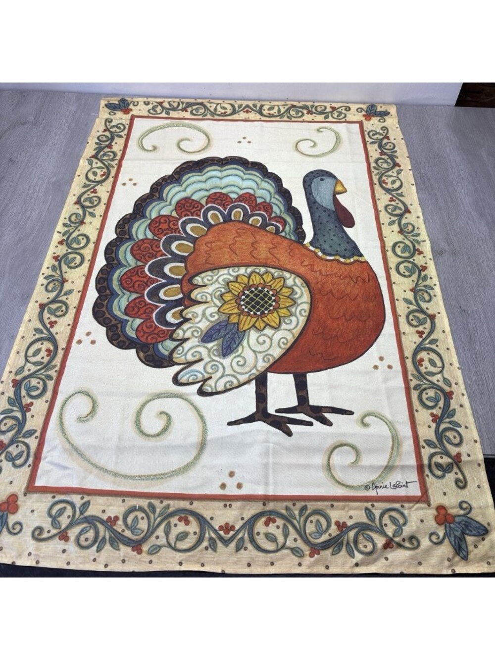 Thanksgiving Turkey Sunflower Holiday Cloth Fall Outdoor Garden Flag Decor 28x42